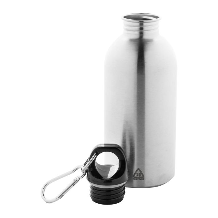 Reklámajándék | Ressuto újrahasznosított rozsdamentes acél kulacs, ezüst, 400 ml