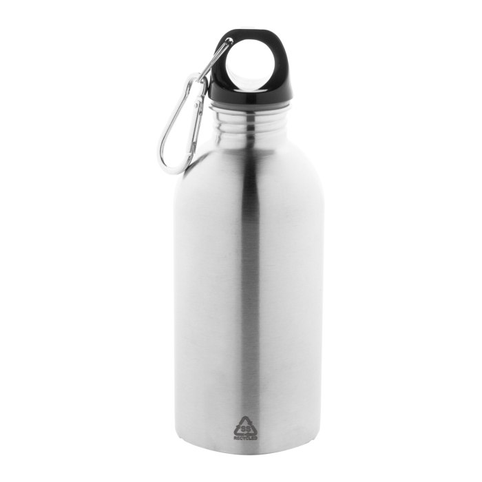Reklámajándék | Ressuto újrahasznosított rozsdamentes acél kulacs, ezüst, 400 ml