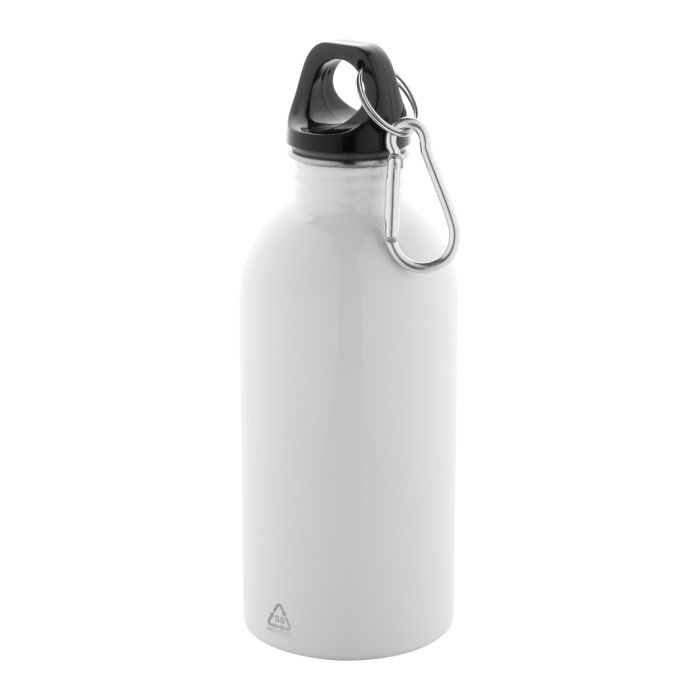 Reklámajándék | Ressuto újrahasznosított rozsdamentes acél kulacs, fehér, 400 ml