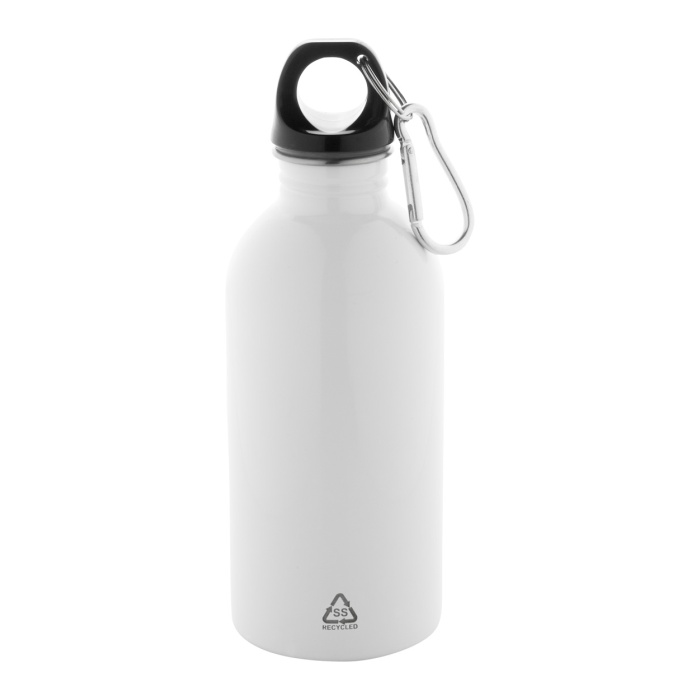 Reklámajándék | Ressuto újrahasznosított rozsdamentes acél kulacs, fehér, 400 ml