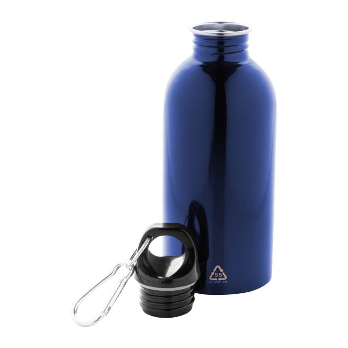 Reklámajándék | Ressuto újrahasznosított rozsdamentes acél kulacs, kék, 400 ml