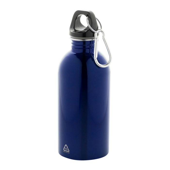 Reklámajándék | Ressuto újrahasznosított rozsdamentes acél kulacs, kék, 400 ml