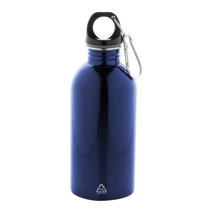Reklámajándék | Ressuto újrahasznosított rozsdamentes acél kulacs, kék, 400 ml