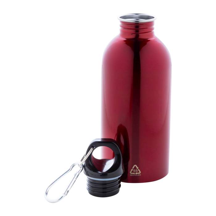 Reklámajándék | Ressuto újrahasznosított rozsdamentes acél kulacs, piros, 400 ml