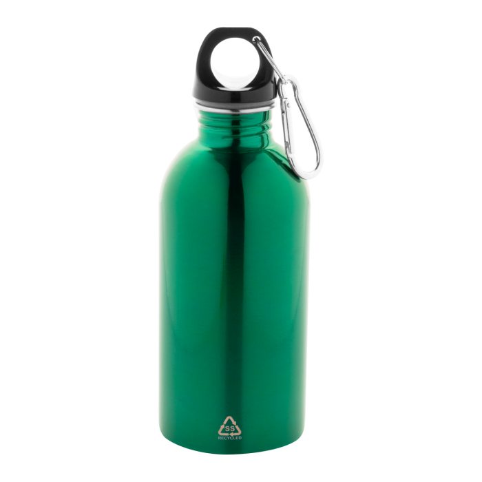 Reklámajándék | Ressuto újrahasznosított rozsdamentes acél kulacs, zöld, 400 ml