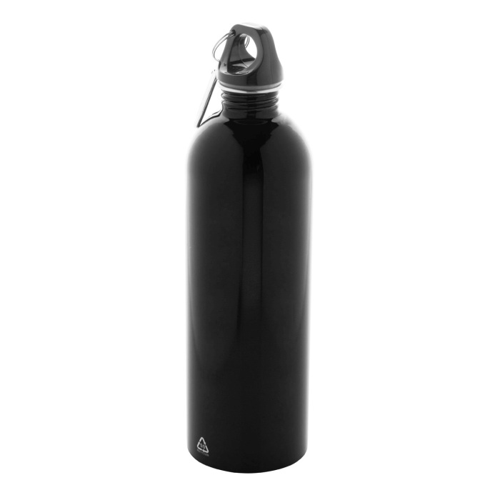 Reklámajándék | Ressuto XL újrahasznosított rozsdamentes acél kulacs, fekete, 750 ml