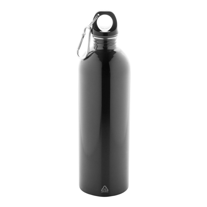 Reklámajándék | Ressuto XL újrahasznosított rozsdamentes acél kulacs, fekete, 750 ml