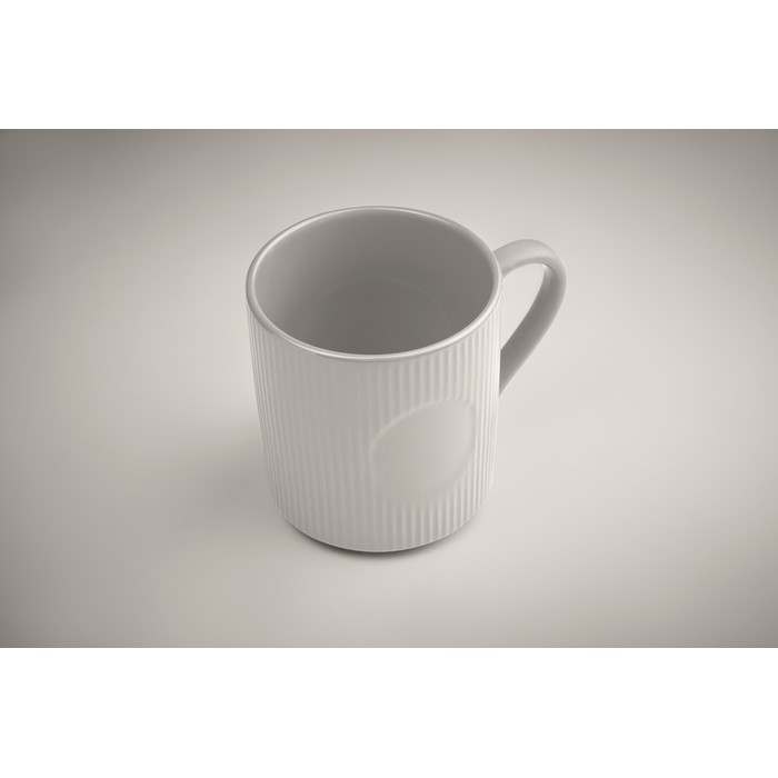 Reklámajándék | Ribmug Bordázott kerámia bögre 340 ml, fehér