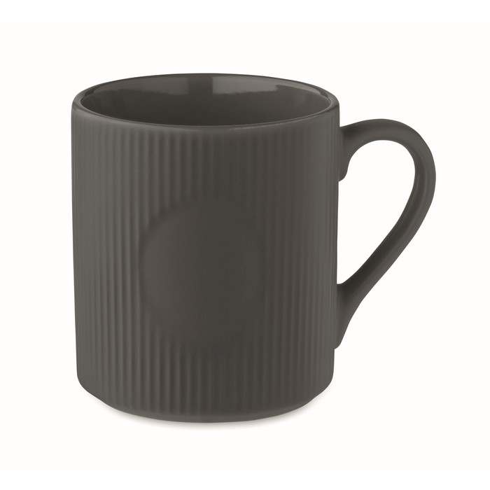 Reklámajándék | Ribmug Bordázott kerámia bögre 340 ml, szürke