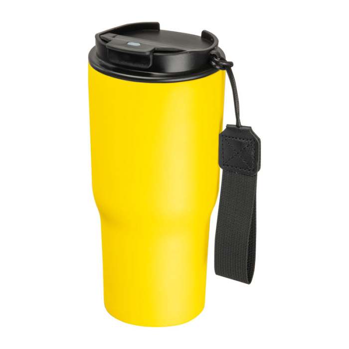 Rozsdamentes acél termosz pohár, 550 ml, sárga | Reklámajándék, reklámtárgy, céges ajándék, egyedi reklámajándék Reklámajándék | Rozsdamentes acél termosz pohár, 550 ml, sárga