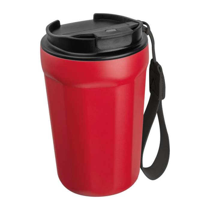 Rozsdamentes acél utazóbögre 350ml, piros | Reklámajándék, reklámtárgy, céges ajándék, egyedi reklámajándék Reklámajándék | Rozsdamentes acél utazóbögre 350ml, piros