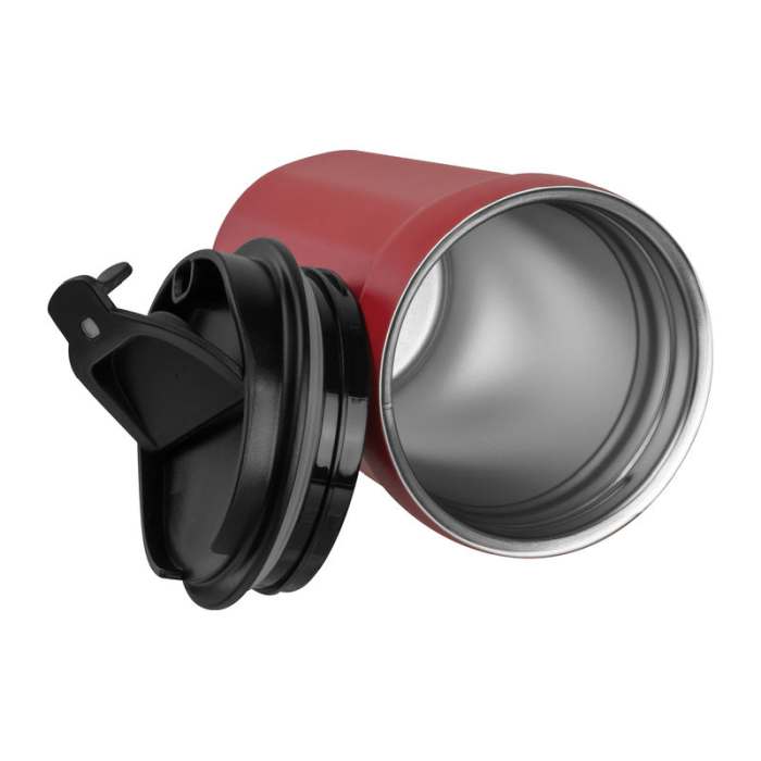 Rozsdamentes acél utazóbögre 350ml, piros | Reklámajándék, reklámtárgy, céges ajándék, egyedi reklámajándék Reklámajándék | Rozsdamentes acél utazóbögre 350ml, piros