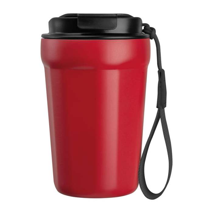 Rozsdamentes acél utazóbögre 350ml, piros | Reklámajándék, reklámtárgy, céges ajándék, egyedi reklámajándék Reklámajándék | Rozsdamentes acél utazóbögre 350ml, piros