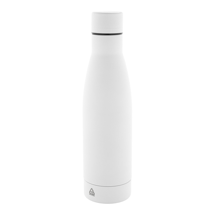 Reklámajándék | Rubbar újrahasznosított rozsdamentes acél kulacs, fehér, 750 ml