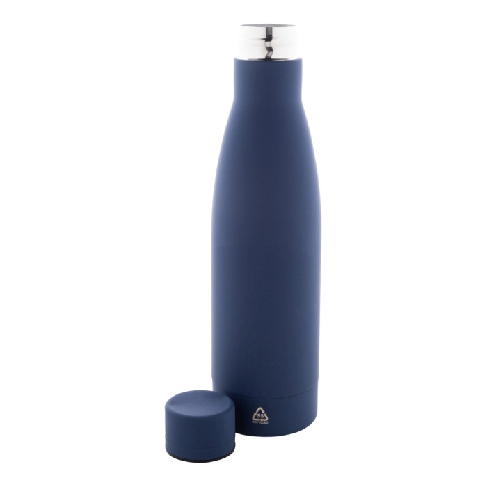Reklámajándék | Rubbar újrahasznosított rozsdamentes acél kulacs, sötétkék, 750 ml