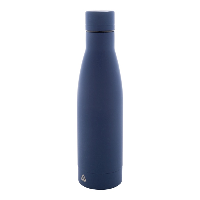 Reklámajándék | Rubbar újrahasznosított rozsdamentes acél kulacs, sötétkék, 750 ml