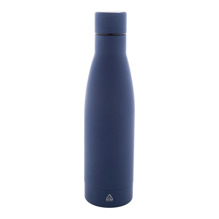 Reklámajándék | Rubbar újrahasznosított rozsdamentes acél kulacs, sötétkék, 750 ml