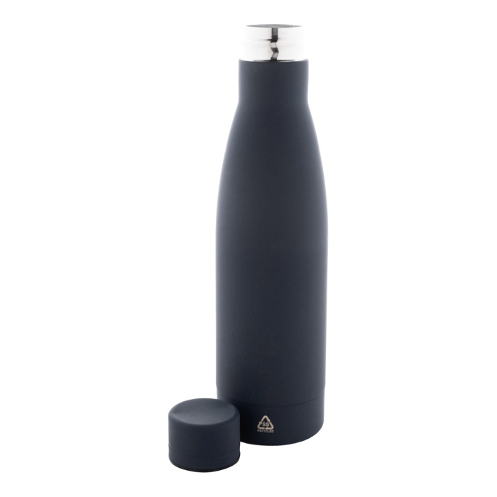 Reklámajándék | Rubbar újrahasznosított rozsdamentes acél kulacs, szürke, 750 ml