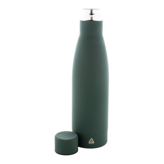 Reklámajándék | Rubbar újrahasznosított rozsdamentes acél kulacs, zöld, 750 ml