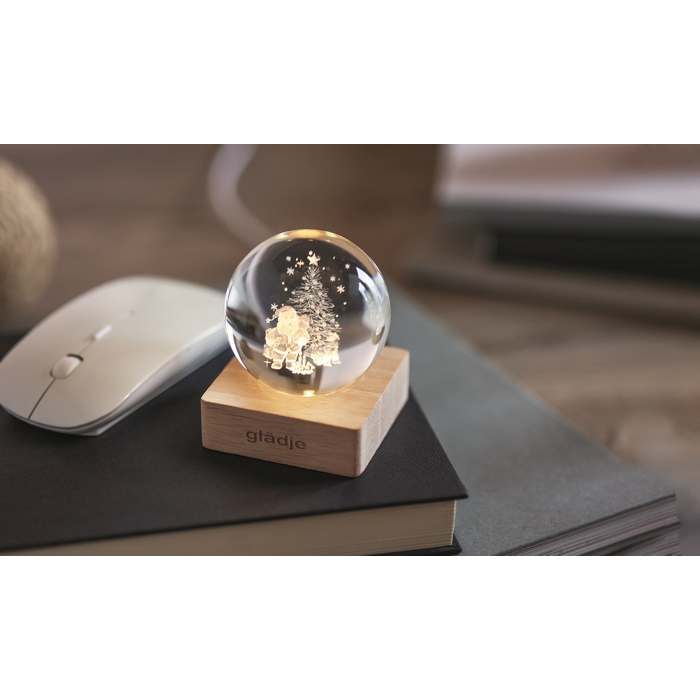 Reklámajándék | Santa Light Karácsonyi LED gömb, natúr