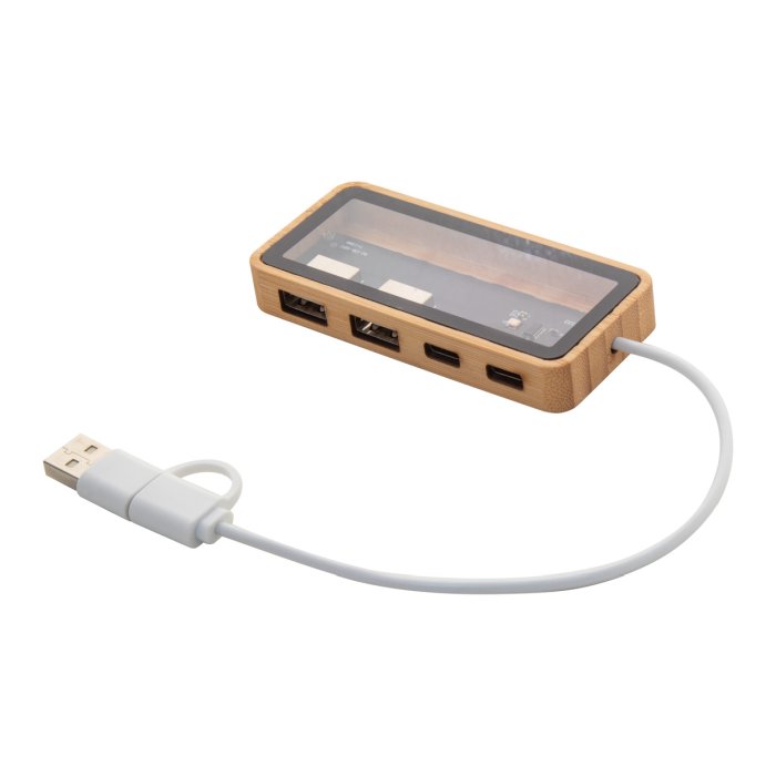 Reklámajándék | SeeHub átlátszó USB hub, natúr