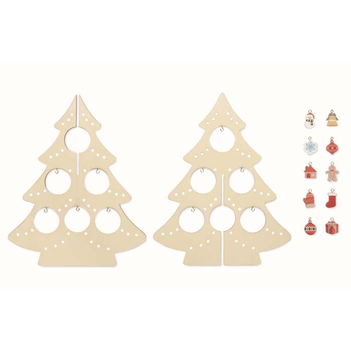 Reklámajándék | Silueta Fából készült karácsonyfadísz, natúr