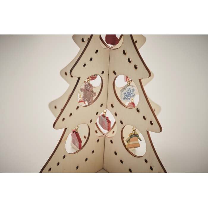 Reklámajándék | Silueta Fából készült karácsonyfadísz, natúr