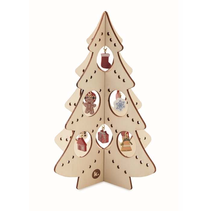 Reklámajándék | Silueta Fából készült karácsonyfadísz, natúr