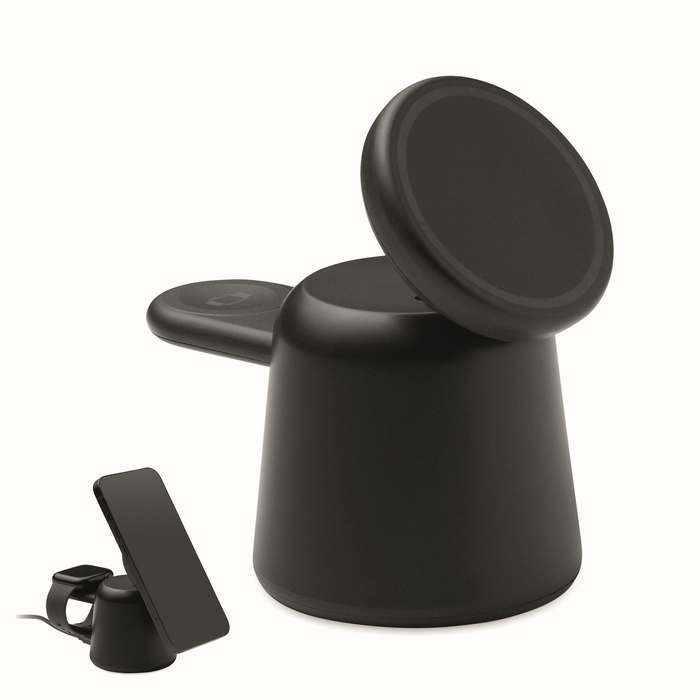 Simpa 3 az 1-ben vez. n. töltő 15W, fekete | Reklámajándék, reklámtárgy, céges ajándék, egyedi reklámajándék Reklámajándék | Simpa 3 az 1-ben vez. n. töltő 15W, fekete