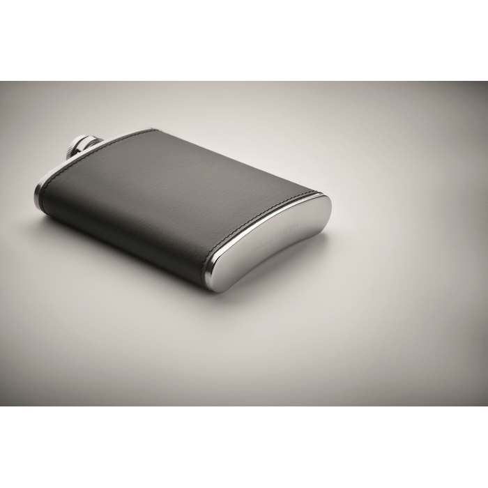 Reklámajándék | Slimmy Italtartó laposüveg 200 ml, fekete