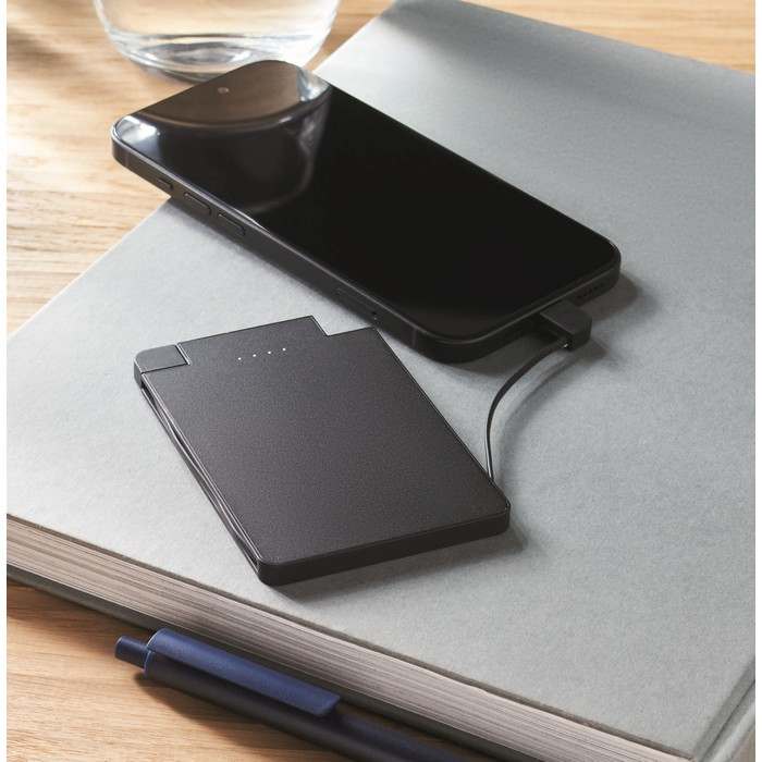 Reklámajándék | Slimpo Mágneses powerbank 2500 mAh, fekete