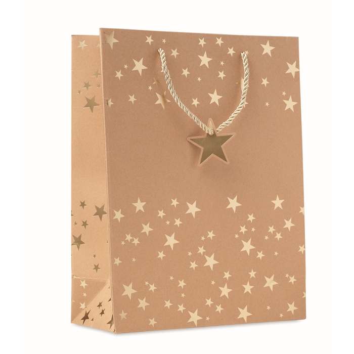 Reklámajándék | Sparkle Ünnepi kraftpapír ajándéktasak, arany