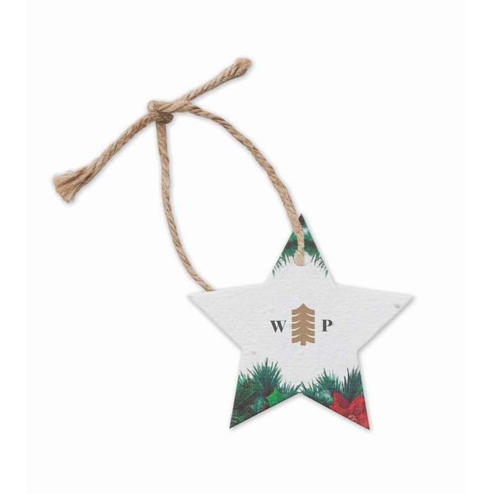 Reklámajándék | Starseed Magpapír csillag karácsonyi dísz, fehér