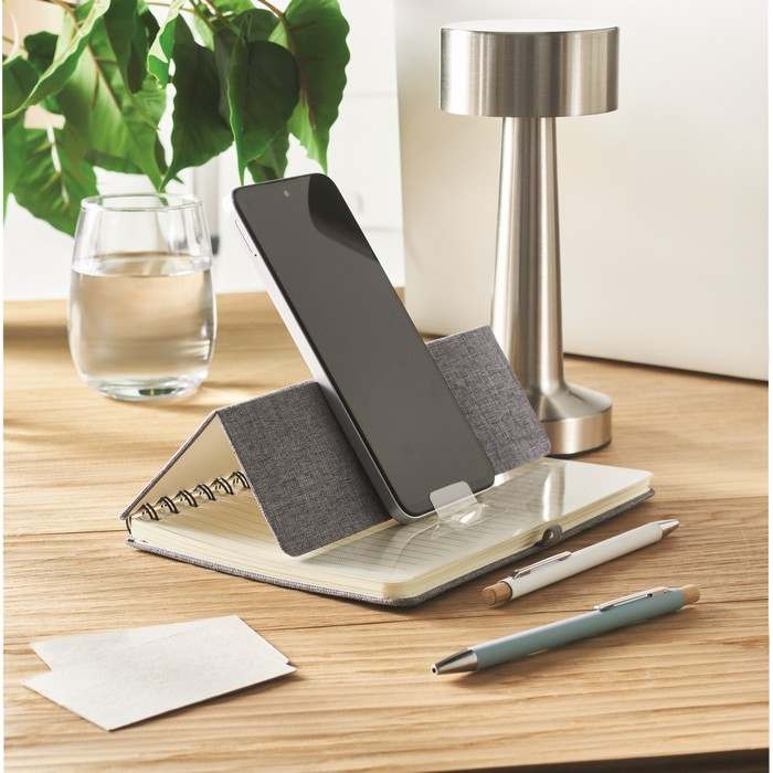 Reklámajándék | Strata A5 notesz telefontartóval, szürke