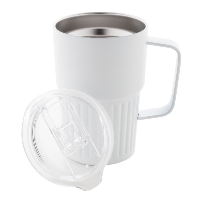 Reklámajándék | Streaky Grab thermo bögre, fehér, 470 ml