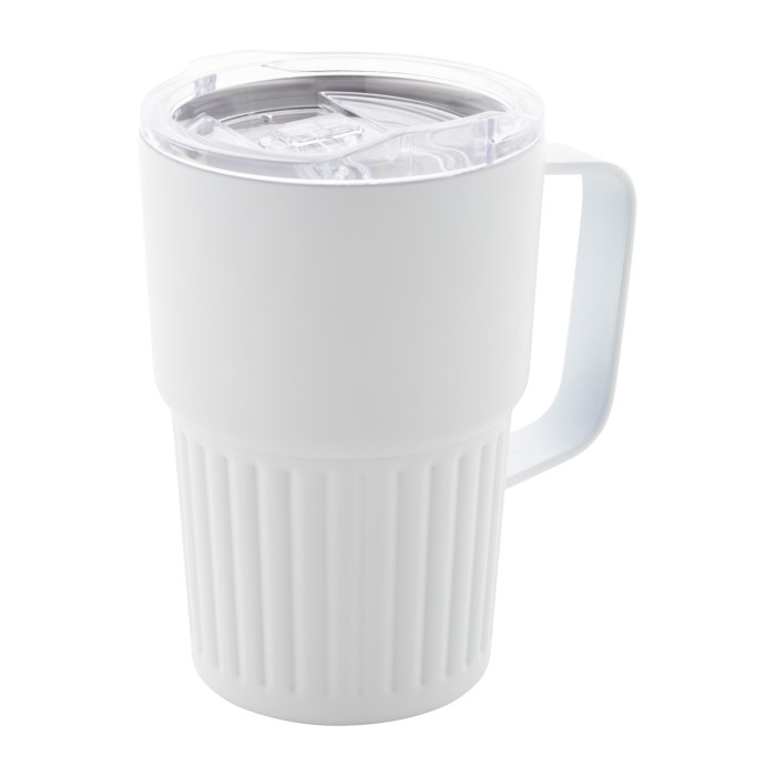 Reklámajándék | Streaky Grab thermo bögre, fehér, 470 ml