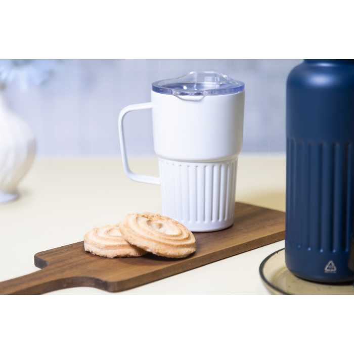 Reklámajándék | Streaky Grab thermo bögre, fehér, 470 ml