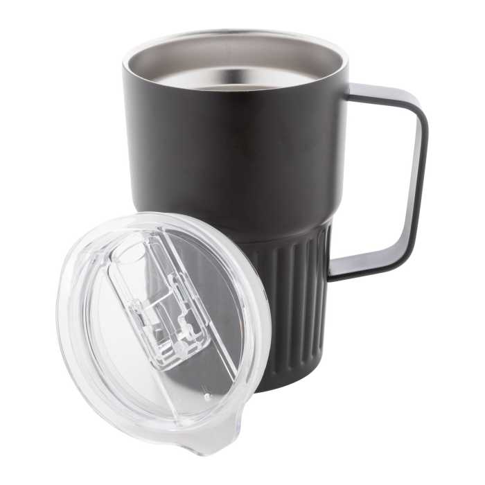Reklámajándék | Streaky Grab thermo bögre, fekete, 470 ml