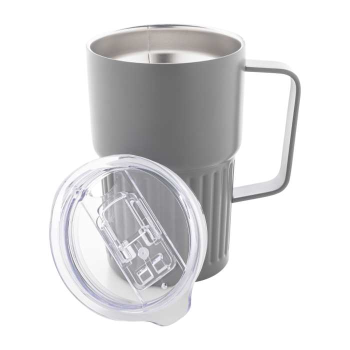 Reklámajándék | Streaky Grab thermo bögre, szürke, 470 ml