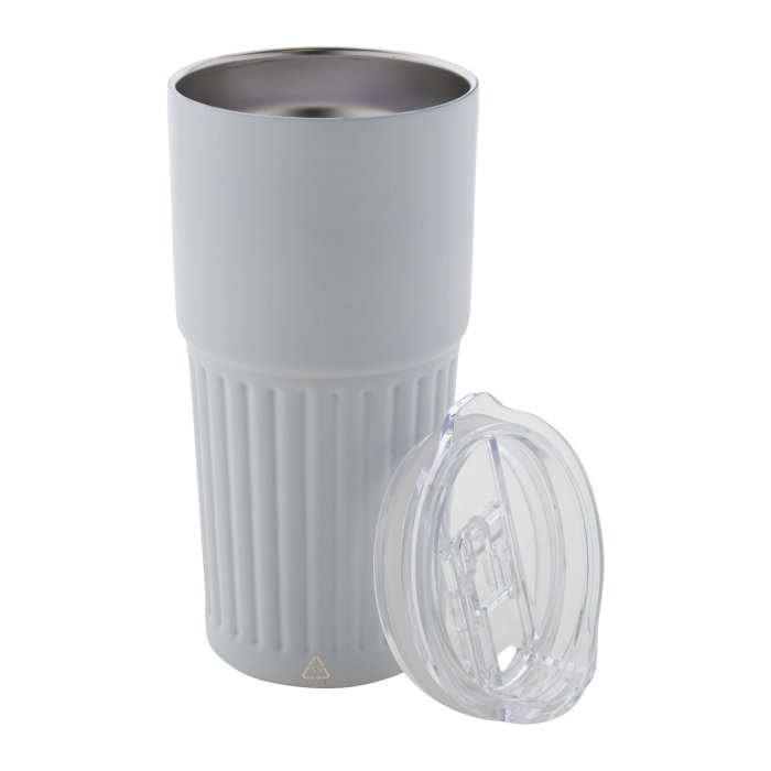 Reklámajándék | Streaky Tall thermo pohár, fehér, 600 ml