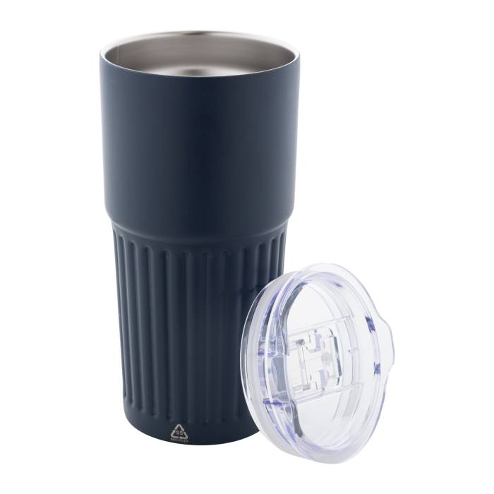 Reklámajándék | Streaky Tall thermo pohár, sötétkék, 600 ml