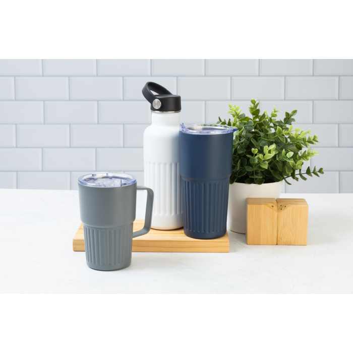 Reklámajándék | Streaky Tall thermo pohár, sötétkék, 600 ml