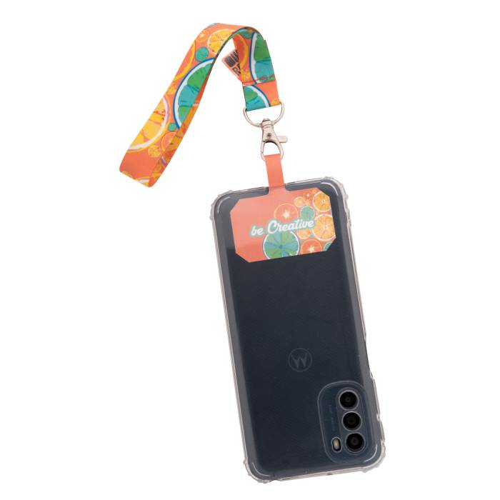 Reklámajándék | SuboFob Mobile RPET egyedi RPET mobil csuklópánt, fehér