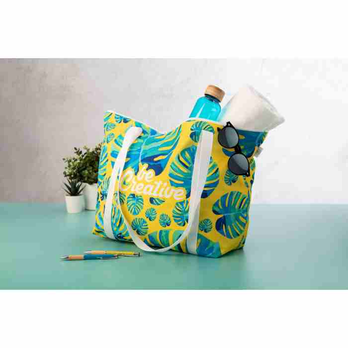 Reklámajándék | SuboShop Playa Zip egyedi strandtáska, fehér