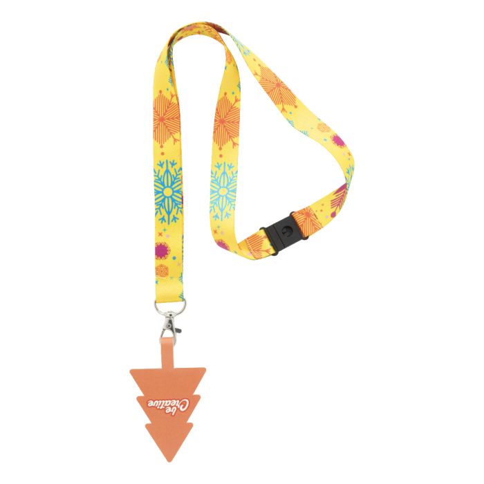 Reklámajándék | Subyard Mobile Xmas Safe egyedi RPET mobiltartós nyakpánt, fehér