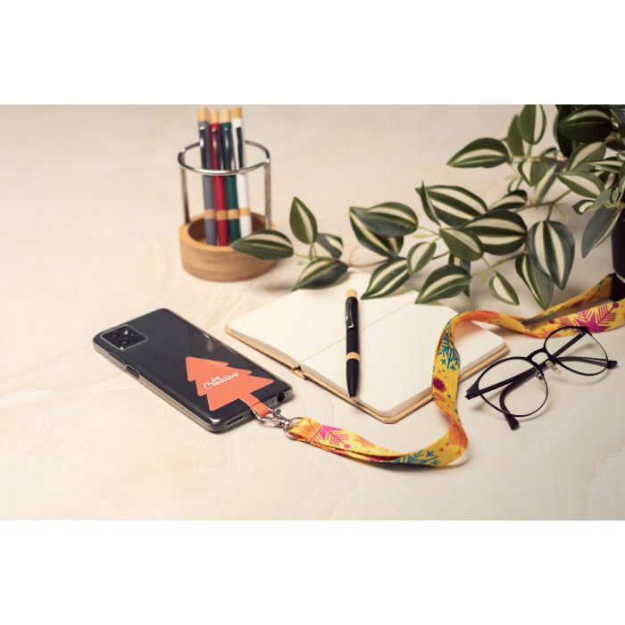 Reklámajándék | Subyard Mobile Xmas Safe egyedi RPET mobiltartós nyakpánt, fehér