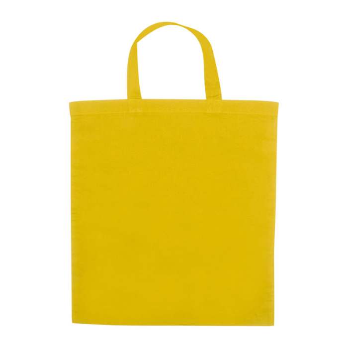 Reklámajándék | Színes, rövid fülű OEKO-TEX pamut vászontáska,140g, sárga