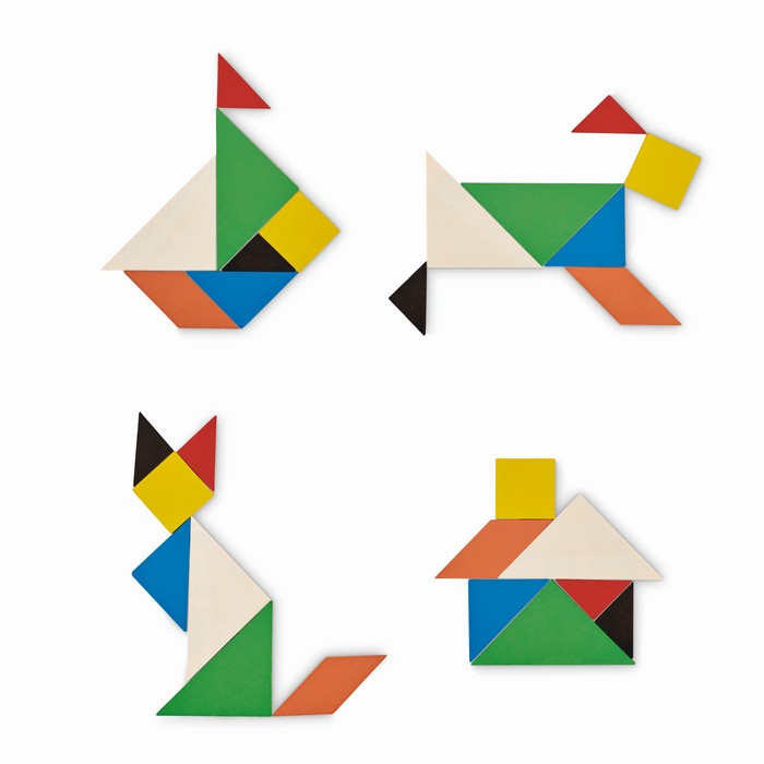 Tangram tangram kirakó játék fából, natúr