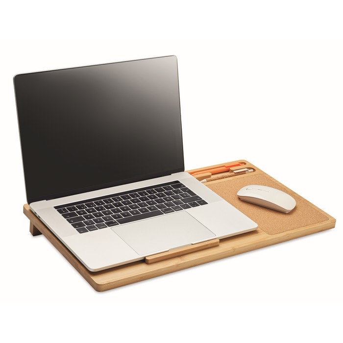 Teclat laptop és okostelefon állvány, natúr