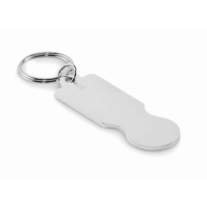 Reklámajándék | Tokley Bevásárlókocsi-érme kulcstartó, ezüst